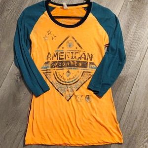 American Fighter 3/4 sleeve shirt. Size S. Orange.